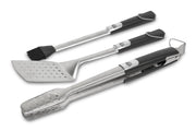 Pit Boss front view of three-piece stainless tool set showing full kit benefits