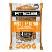 Pit Boss bag front view showing mesquite blend and easy storage benefit