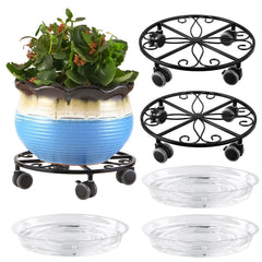 Planterhoma front view of plant caddy showing stable ring and wheels, protects floors
