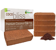 plantonix front packaging showing five coco coir bricks and tidy storage benefit