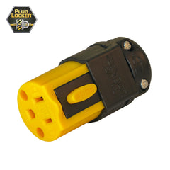 PLUGLOCKER installed on extension cord demonstrating easy retrofit benefit