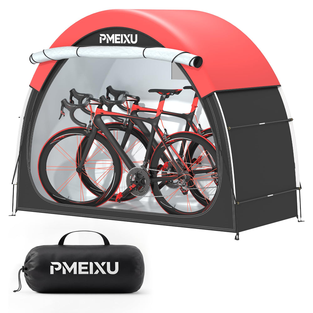 PMEIXU front view of bike tent showing full coverage and weather protection