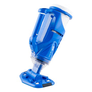 POOL BLASTER front view showing compact vacuum and benefits of cordless cleaning
