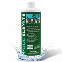 Pool Elevate bottle front view shows clear branding and easy dosing