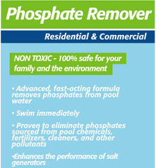 Pool Mate being dispensed near pool return to improve phosphate removal efficiency