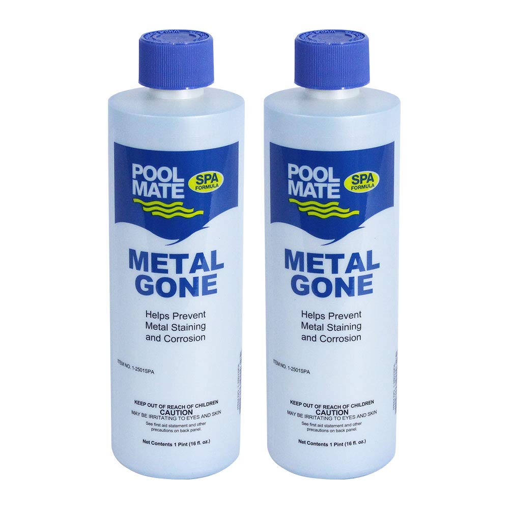 Pool Mate front label on 1-pint bottle showing product and benefit