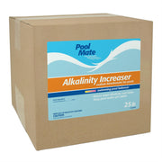 Pool Mate front label on 25 lb container showing product name and benefit