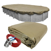 Pool Mate front packaging showing 18 x 33 ft cover and 20-year warranty benefit