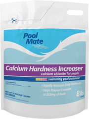 Pool Mate front packaging showing 8-pound container and clear label benefits