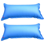 Pool Mate front view showing two inflatable pillows protecting pool cover and walls