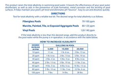 Pool Mate bag beside common pool items for clear size and dosing reference