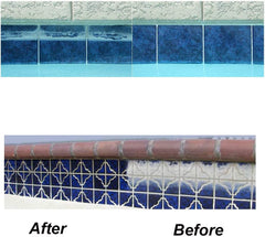 Pool Supply Town ATIE in use on pool wall removing rust spot with visible improvement