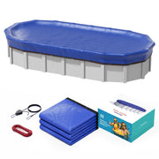 POOLHACKER front view of oval cover showing full protection benefit