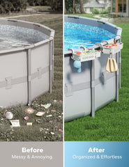 POOLHACKER image of included hooks and support bar for versatility