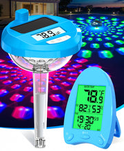 PoolLeader floating thermometer front view showing waterproof design and clear display