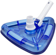 Poolmaster vacuum head front profile showing clear body and benefits