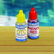 Poolmaster front label showing replacement OTO and Phenol Red for accurate chlorine and pH testing