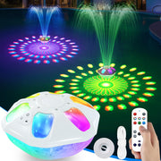 PoolPop front view floating fountain showing shape and lighting benefit