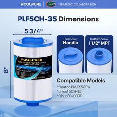 POOLPURE 5CH-35 bottom 1 1/2 inch MPT connection detail showcasing fit compatibility