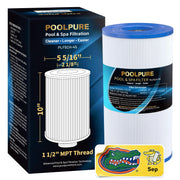POOLPURE front view showing full replacement cartridge and fit benefit