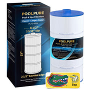 POOLPURE C-8326 front view showing cartridge shape and benefit of easy replacement