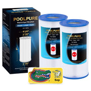 POOLPURE front packaging showing cartridge and compatibility for easy replacement