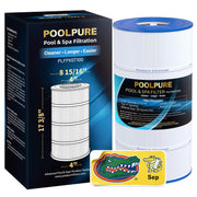 POOLPURE PXST100 front view showing cartridge and clean water benefit