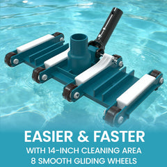 POOLWHALE detail of four enclosed weights for stable submerged cleaning performance
