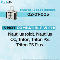 Poolzilla filter held in hand for size comparison showing compact replacement benefit