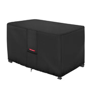 Porch Shield front view covering rectangular fire table protects from weather