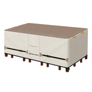 Porch Shield front view covering rectangular table protects furniture from weather