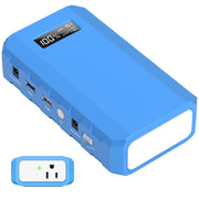 Powkey front view showing 110V AC outlet and compact design, reliable travel power