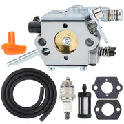 Powtol carburetor front view showing mounting flanges and throttle fit for precise replacement