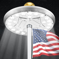 PPQ front view showing silver flagpole light and neat profile for clean flag illumination