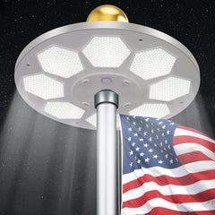 PPQ front view of flagpole light showing form and easy mount benefit