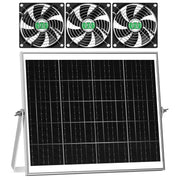 pqins fan and solar panel kit front view showing complete setup and quick installation benefit