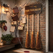 Preboun wooden parking sign front view showing clear text and rustic charm