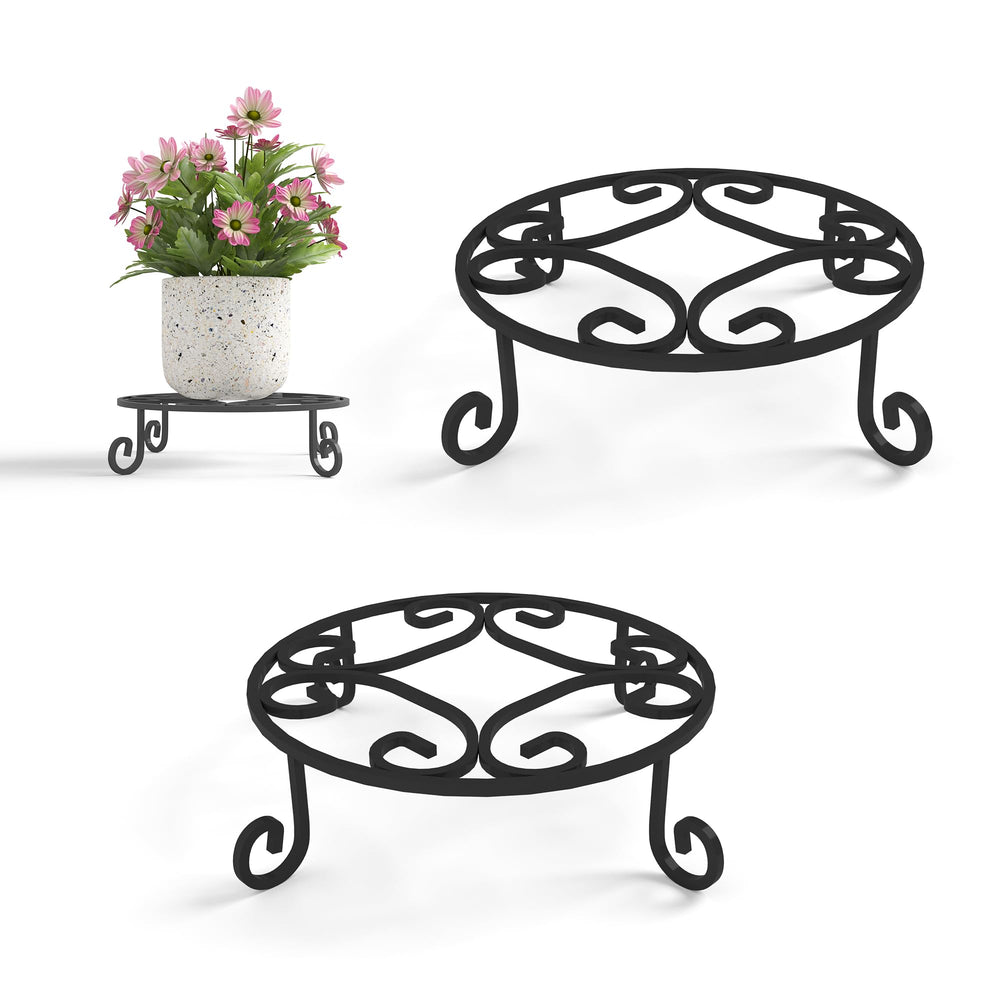 PROWORX front view of black plant stand showing sturdy design and elegant display