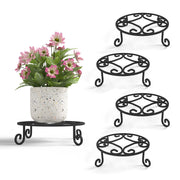 PROWORX front view of black plant stand showing sturdy round platform and sleek design