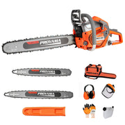 PROYAMA front view of chainsaw showing robust build and ready-to-use capability