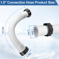 Pulems full profile of 16-inch hose highlighting correct 1.5-inch diameter fit
