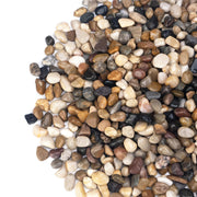 Pulovin front packaging showing 10 lbs bag and polished pebble mix benefit: ready-to-use decorative stones