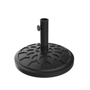 Pure Garden umbrella base front view showing sleek black finish and stability