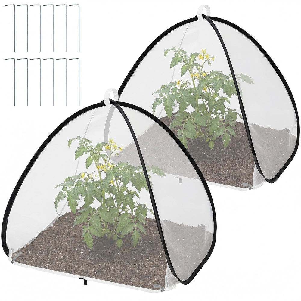 PURPLE STAR 1N front view of pop-up plant cover tent showing protection and size