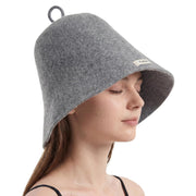 PuTian merino sauna hat front view showing clean fit and protection
