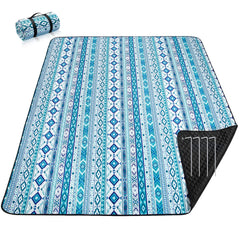 PY SUPER MODE front packaged teal boho blanket showing pattern and carry strap benefit