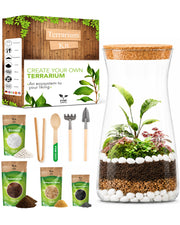 PYEF CRAFTS front view of boxed terrarium kit showing contents and gift-ready packaging