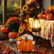 Qeinwha front view turkey gnome statue shows seasonal charm and durable resin