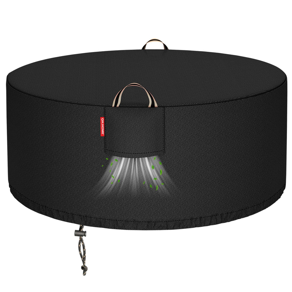 QH.HOME front view of 48-inch fire pit cover showing full waterproof protection