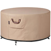 QH.HOME front view of 44 inch cover protecting fire pit, durable protection